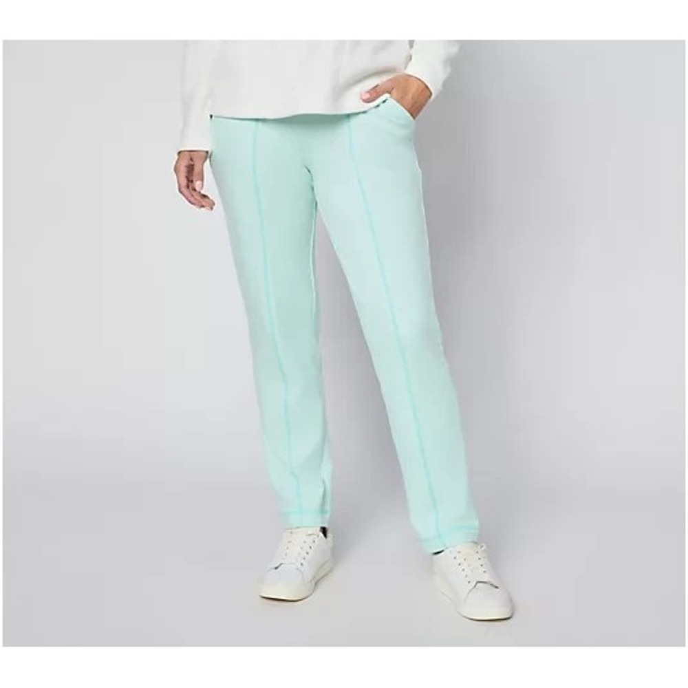Denim & Co. Active Regular French Terry Straight Leg Pant Bright Mint:1X #39'